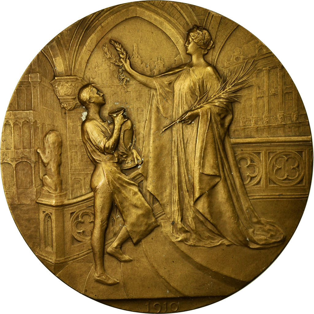 Belgia, Medal, Exposition Universelle de Bruxellles, 1910, Devreese, AU(55-58)