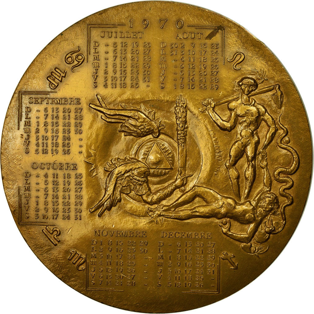 France, Medal, Calendrier, Signes du Zodiac, 1970, Anastase, MS(60-62), Bronze