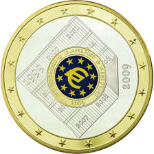 France, Medal, 10 ans de l'Euro, 2009, MS(65-70), Copper Plated Silver