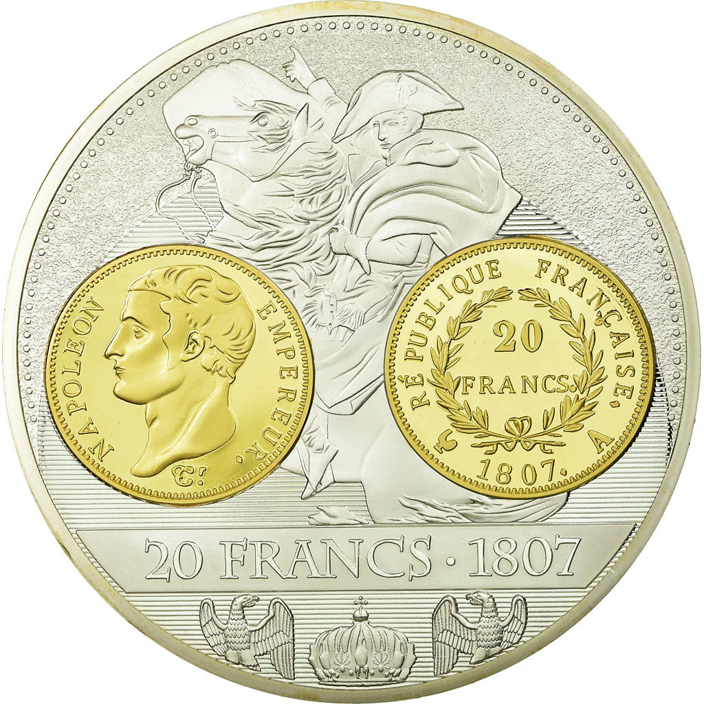 Francia, medalla, Histoire de la Monnaie Française, 20 Francs .1807, FDC