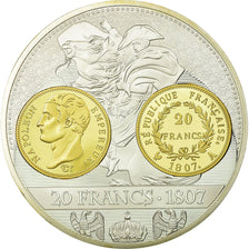 Francia, medalla, Histoire de la Monnaie Française, 20 Francs .1807, FDC