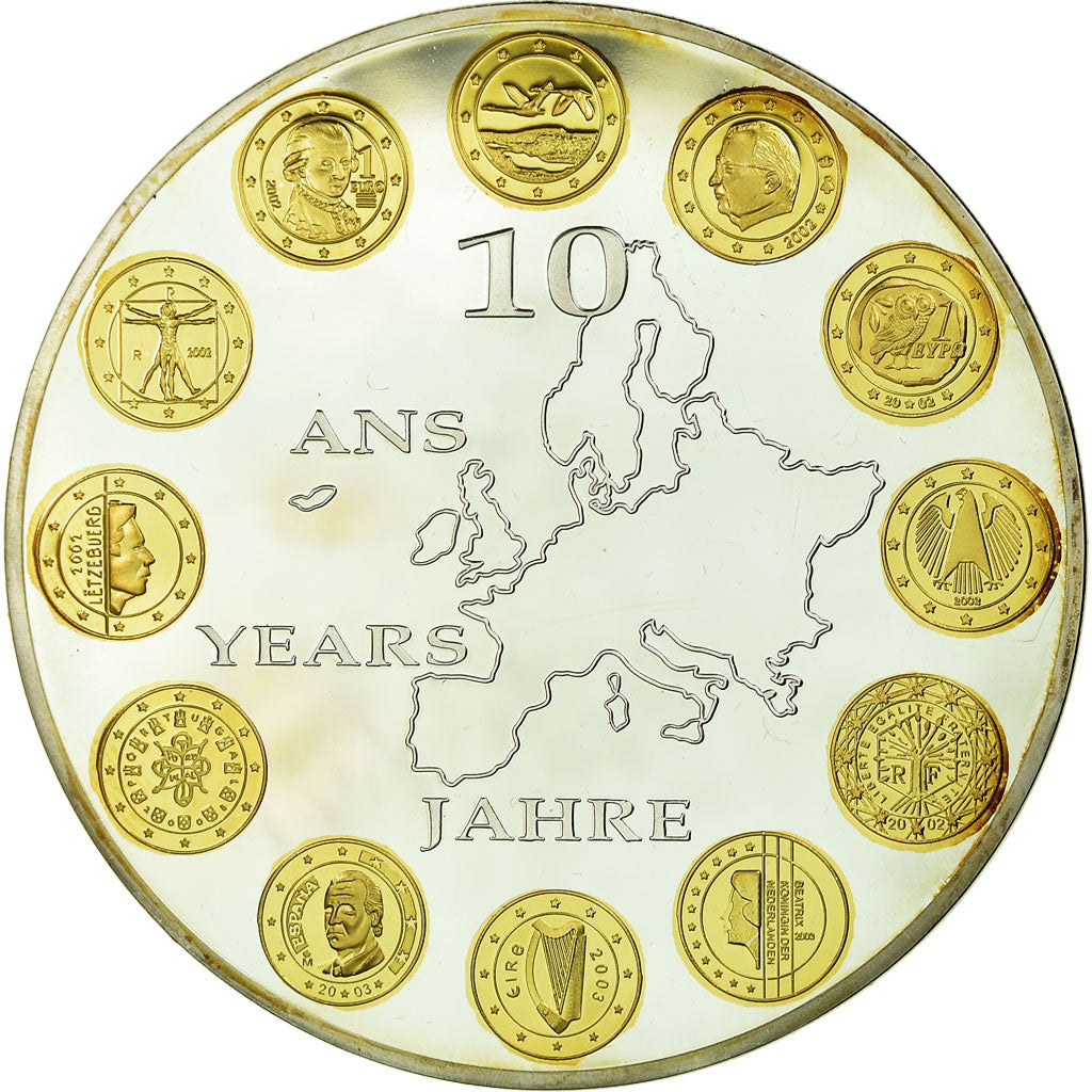 France, Medal, 10 ans de l'Euro, 2009, MS(64), Copper Plated Silver