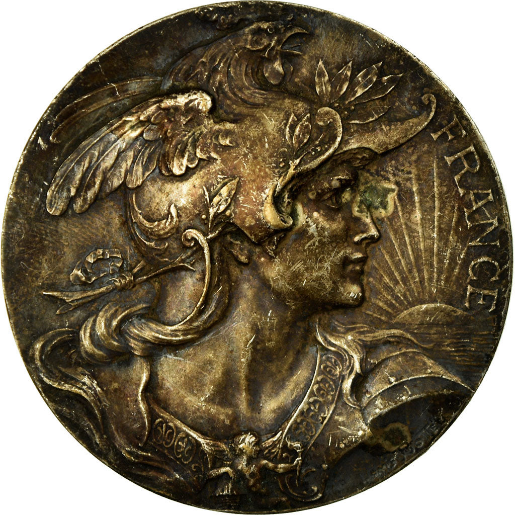 França, Medal, Marianne Casquée, France, Bottée, VF(30-35), Bronze Prateado