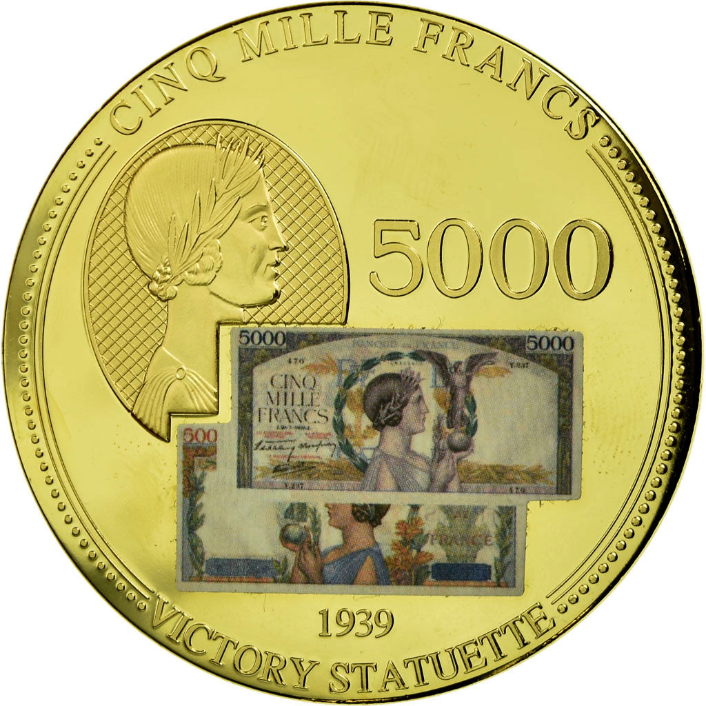 France, Médaille, Les Anciens Francs, billet de 5000 Francs Victoire, 2009