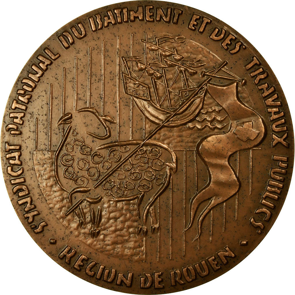 France, Medal, Syndicat du Bâtiment et des Travaux Publics, Rouen, 1977