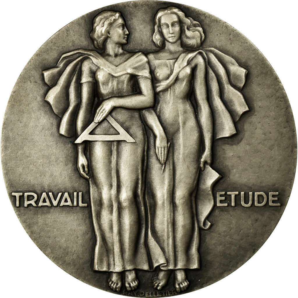 France, Medal, Art Déco, Travail Etude, Pelletier, MS(63), Silver
