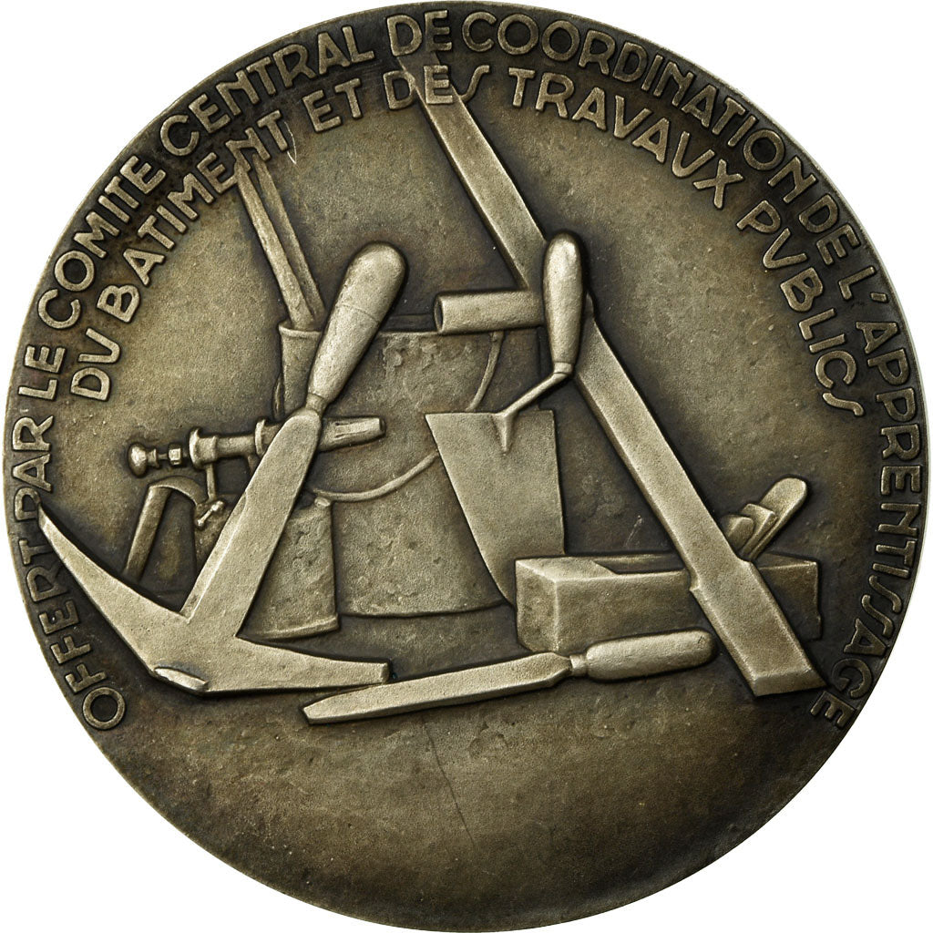 France, Medal, Art Déco, Travail Etude, Pelletier, MS(63), Silver