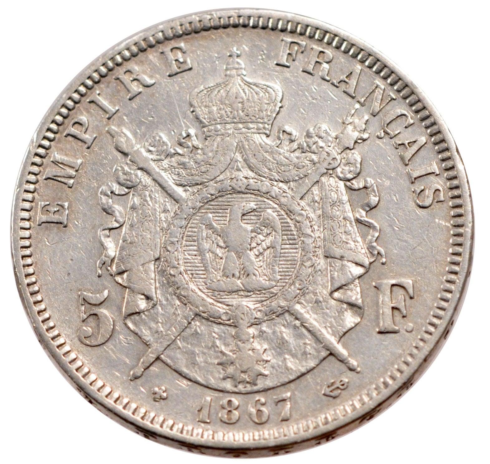 Second Empire, 5 Francs Napoléon III tête laurée