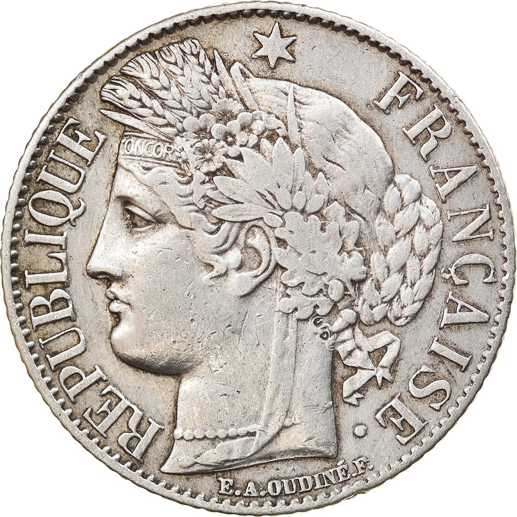 Coin, France, Cérès, Franc, 1887, Paris, AU(50-53), Silver, KM:822.1