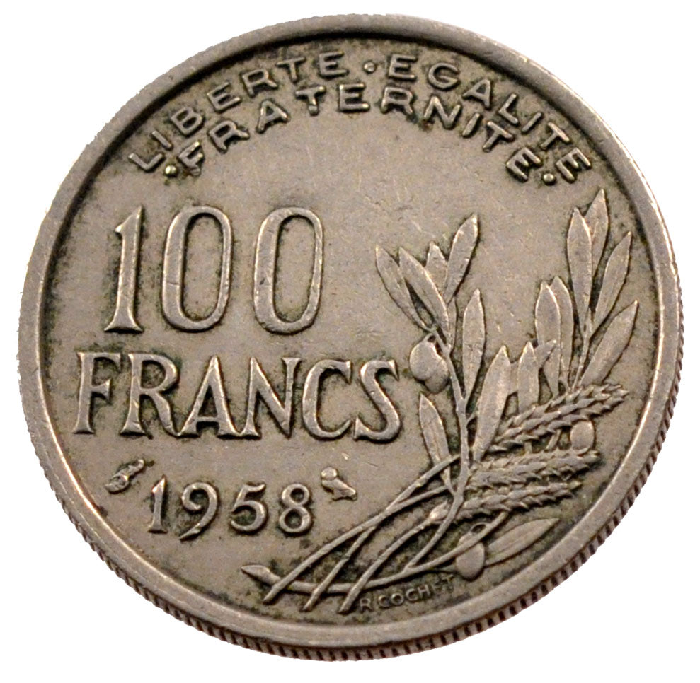 FRANCE, 100 Francs, 1958, VF(30-35), Cupro-nickel, Gadoury #897, 5.96