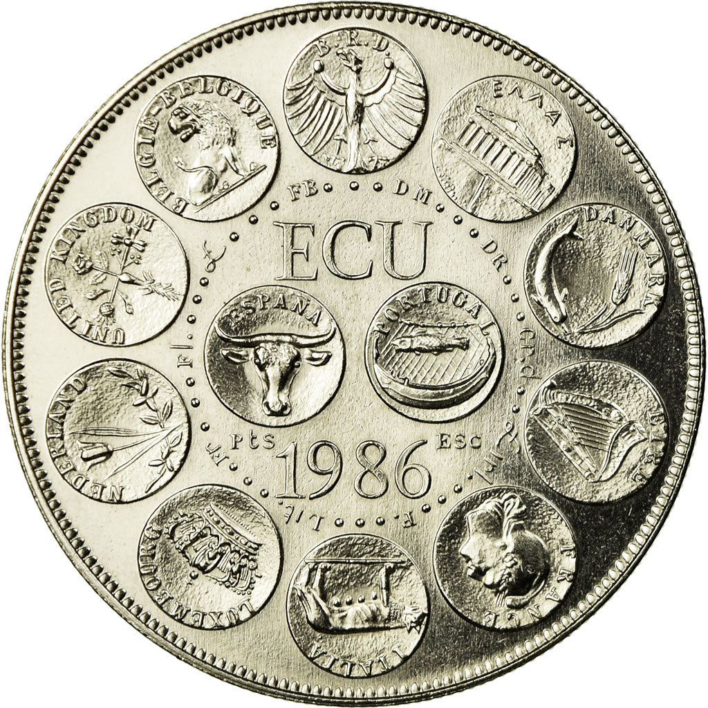 Francia, medalla, Ecu Europa, Marianne, 1986, Rodier, FDC, Cobre - níquel