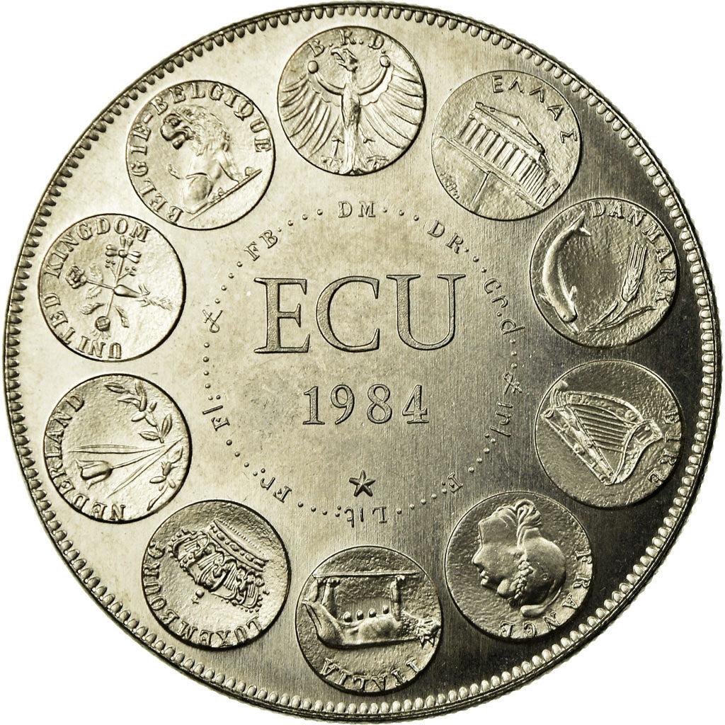 Francia, medalla, Ecu Europa, Europe Assise, 1984, Rodier, FDC, Cobre - níquel