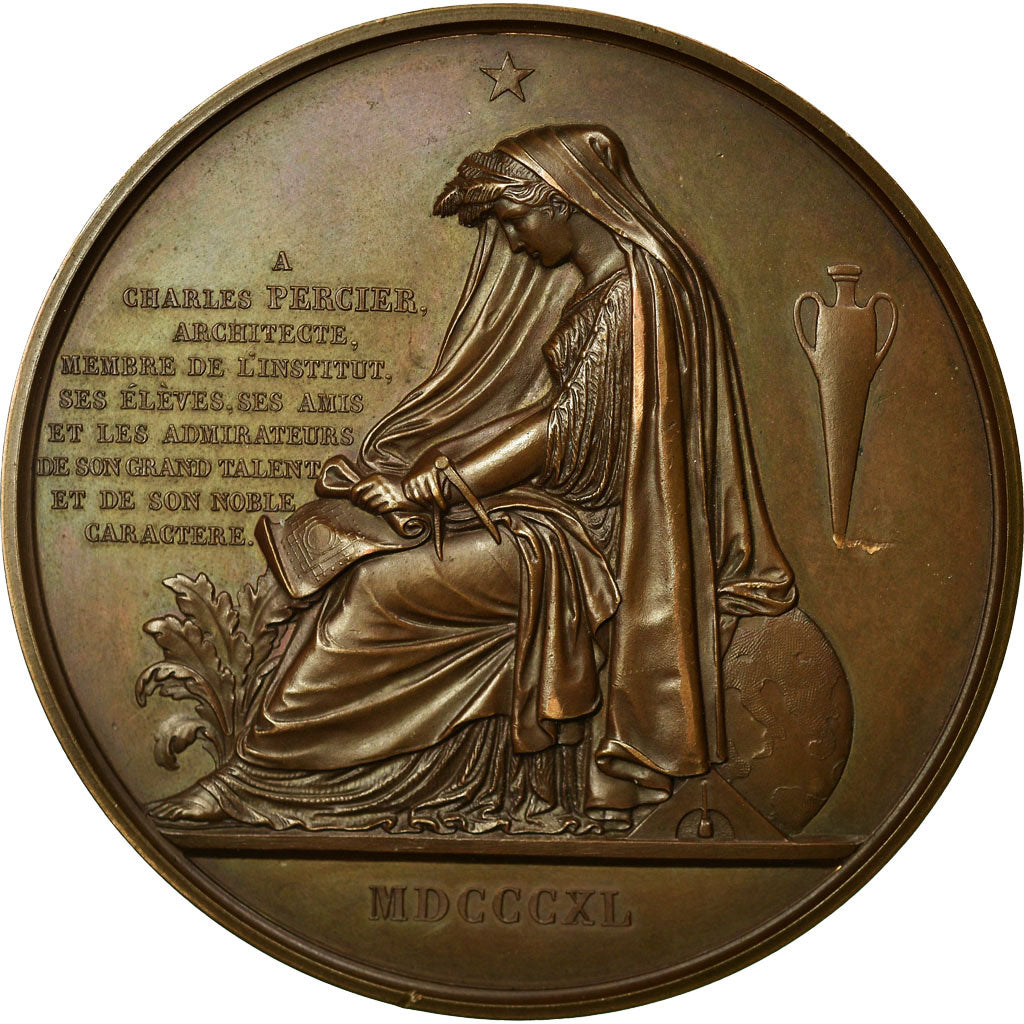 France, Medal, Architecture, Charles Percier, Arts & Culture, 1840, Domard