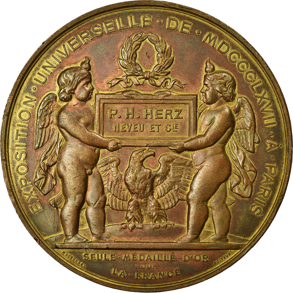 France, Medal, Exposition universelle de Paris, 1868, Massonnet, AU(50-53)