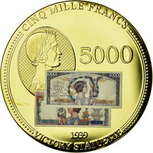 France, Médaille, Les Anciens Francs, billet de 5000 Francs Victoire, FDC