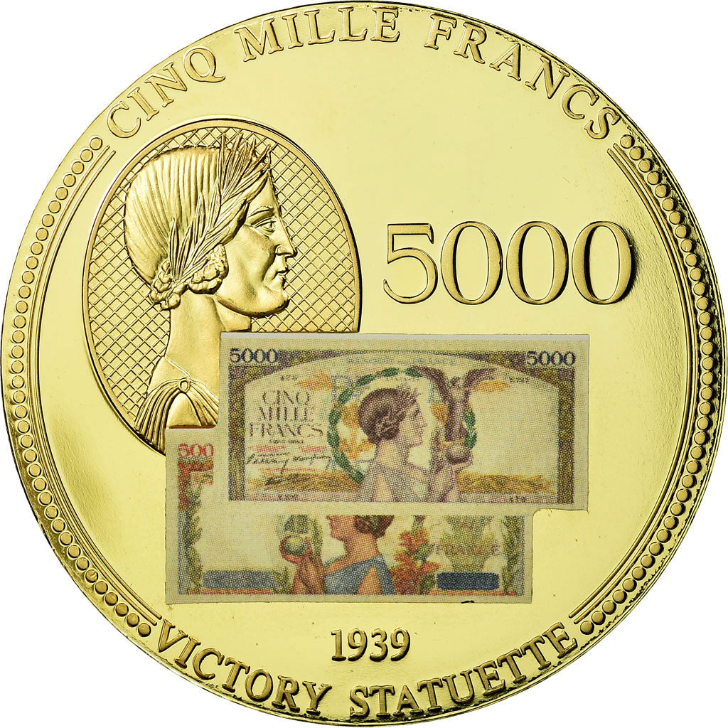France, Medal, Les Anciens Francs, billet de 5000 Francs Victoire, MS(65-70)