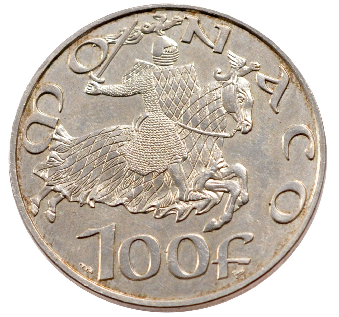 Monaco, 100 Francs, 1997, MS(60-62), Silver, Gadoury #165, 14.95