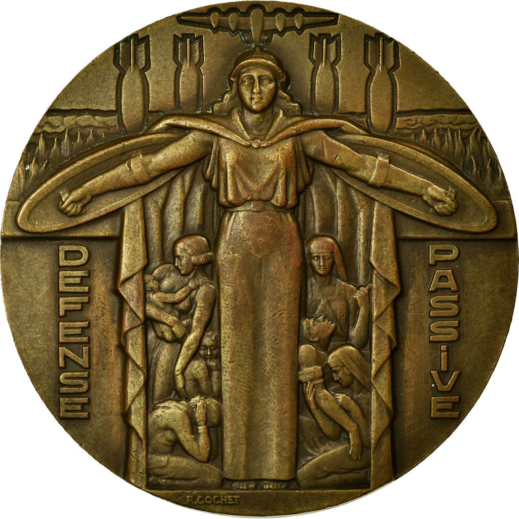 Francia, medaglia, Art Déco, Défense Passive, 1939-1945, Cochet, SPL-, Bronzo