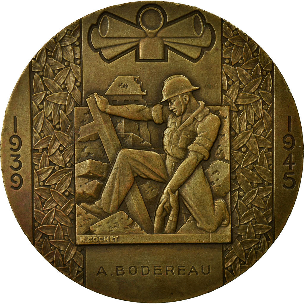 Francia, medaglia, Art Déco, Défense Passive, 1939-1945, Cochet, SPL-, Bronzo
