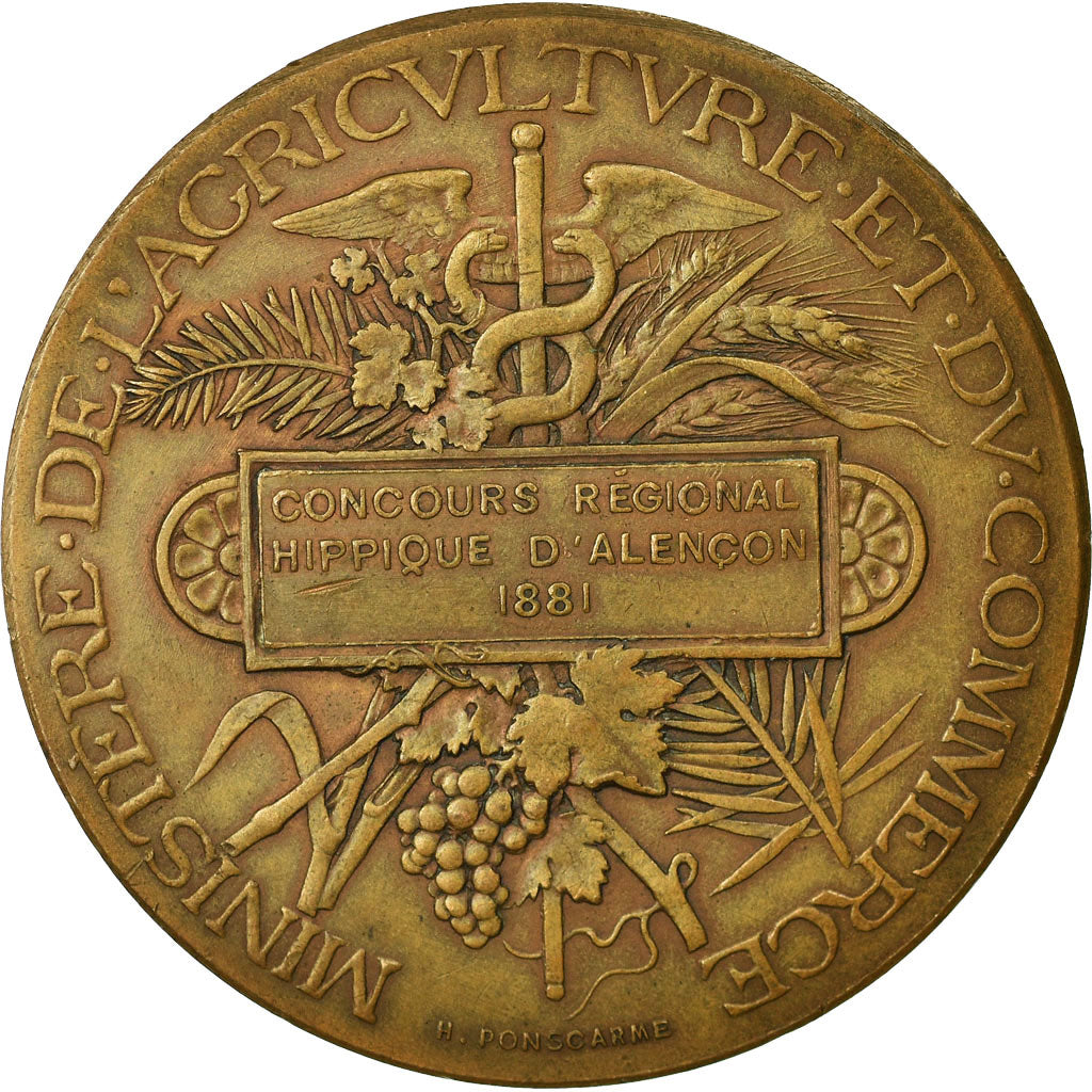 France, Medal, Agriculture, Concours Régional Hippique d'Alençon, 1881