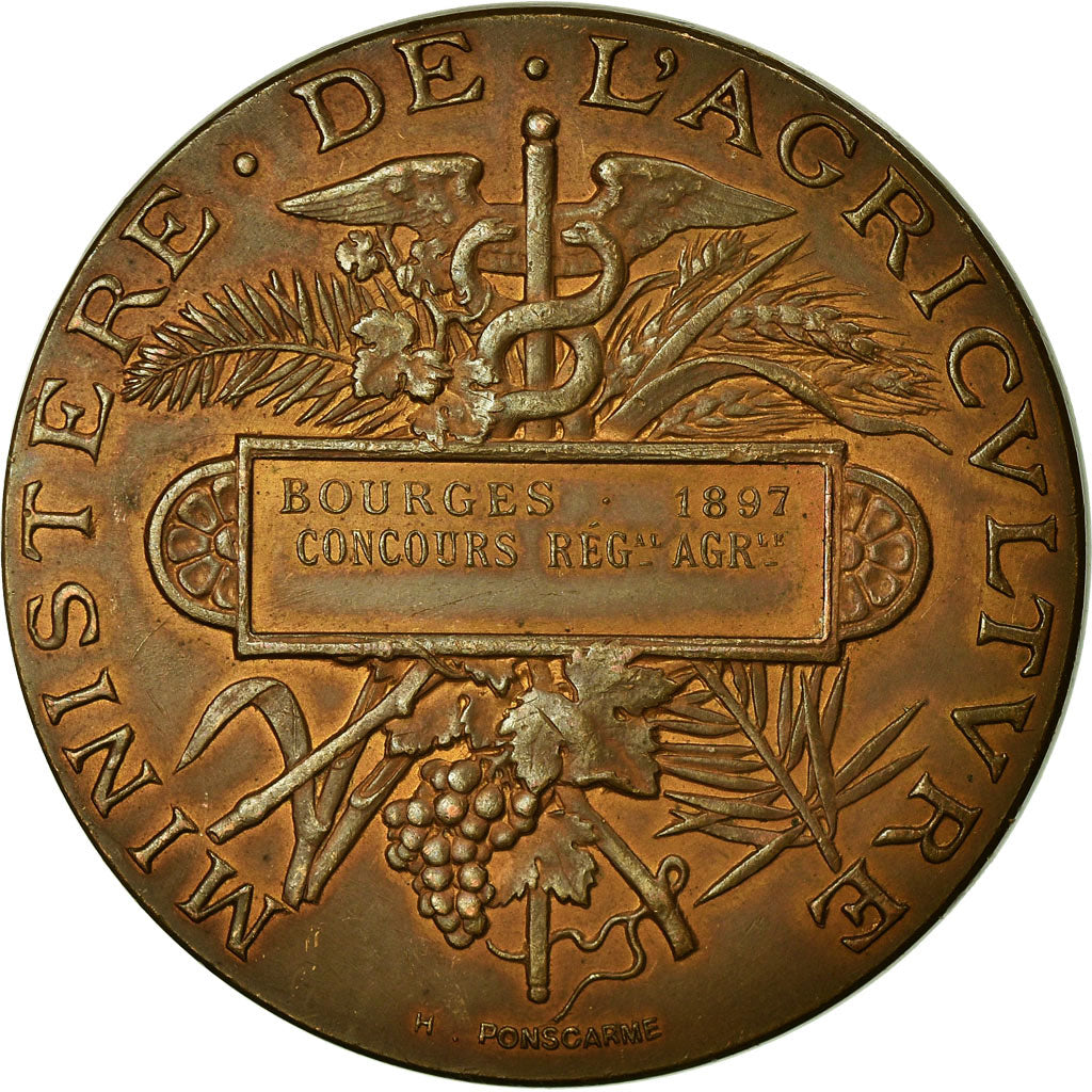Francia, medaglia, Concours Général Agricole de Bourges, 1897, Ponscarme, BB
