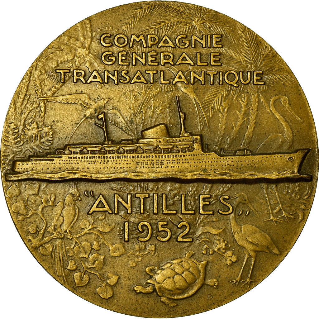 France, Medal, Compagnie Générale Transatlantique, Antilles, Shipping, 1952