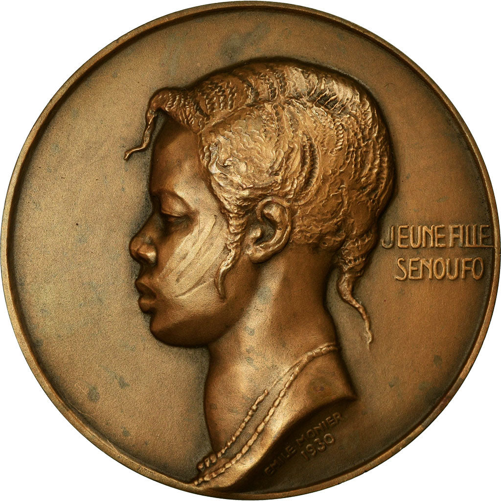 Frankrijk, Medaille, Port d'Abidjan, Côte d'Ivoire, Jeune Fille Senoufo, 1930