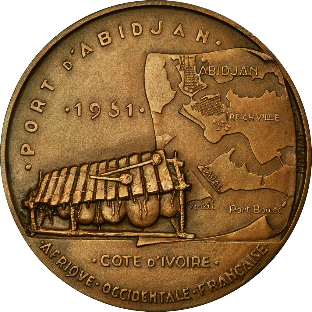 Frankrijk, Medaille, Port d'Abidjan, Côte d'Ivoire, Jeune Fille Senoufo, 1930