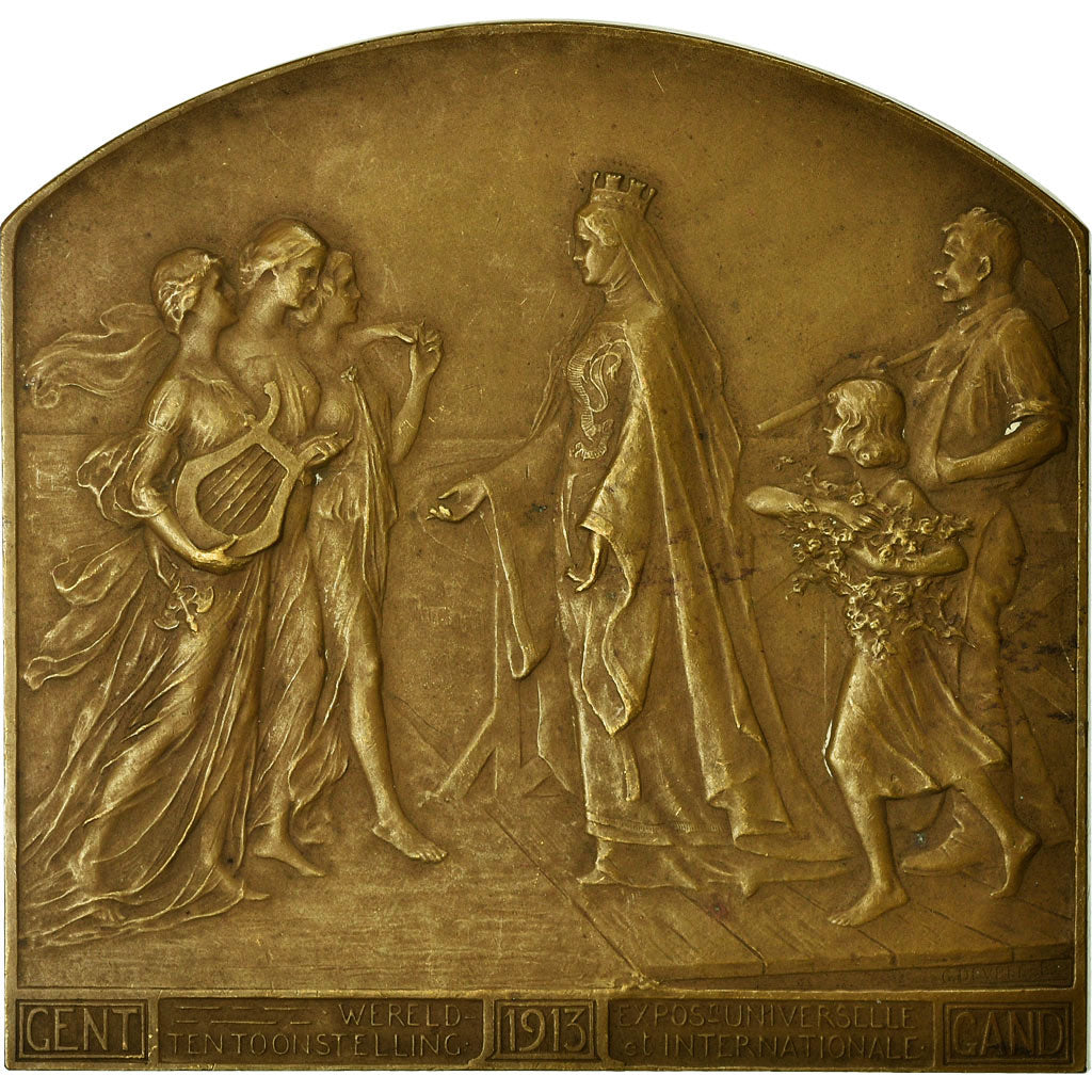 Bélgica, medalla, Exposition Universelle de Gand, 1913, Devreese, MBC+, Bronce