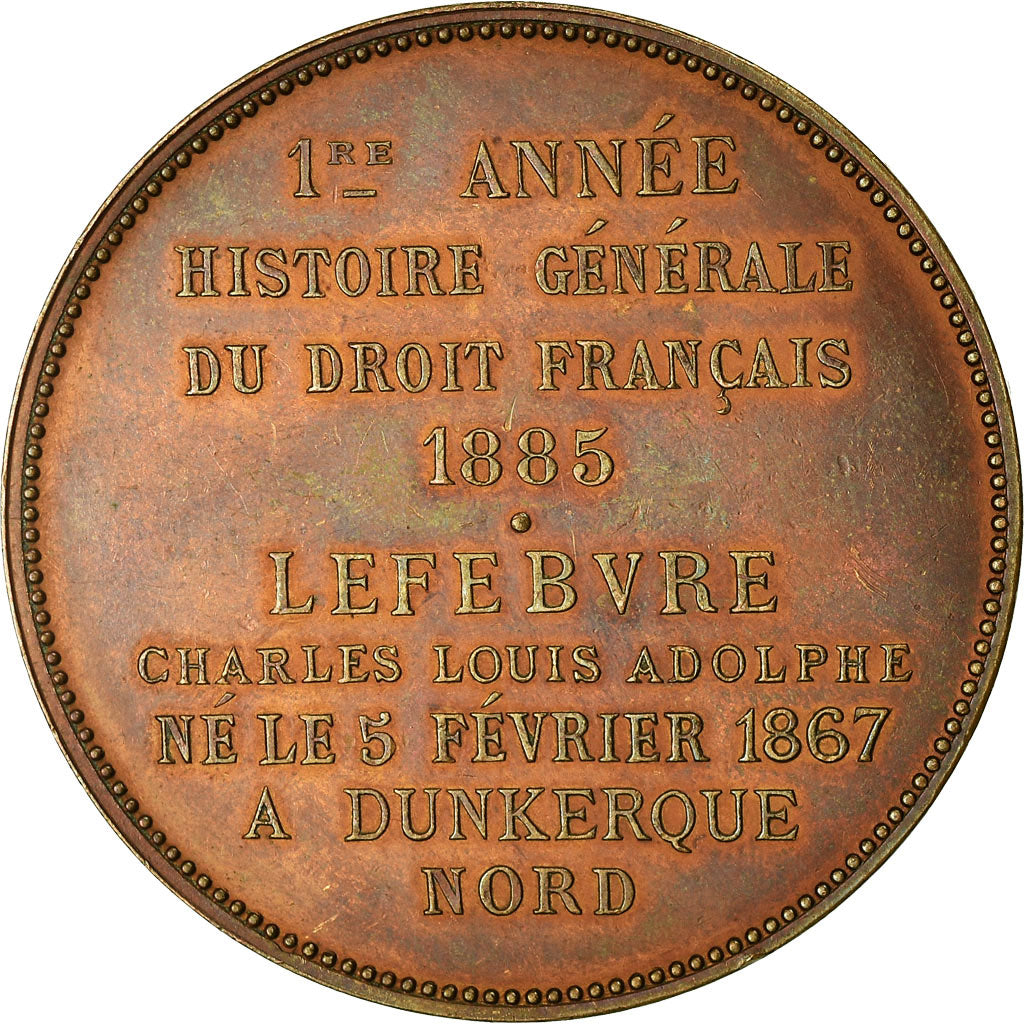 France, Medal, Université de France, Académie de Douai, 1885, Dubois.A