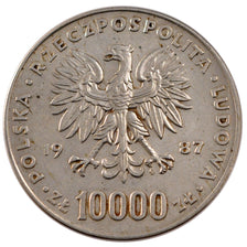 Poland, 10 000 Zlotych, 1987, AU(55-58), Silver, 19.00