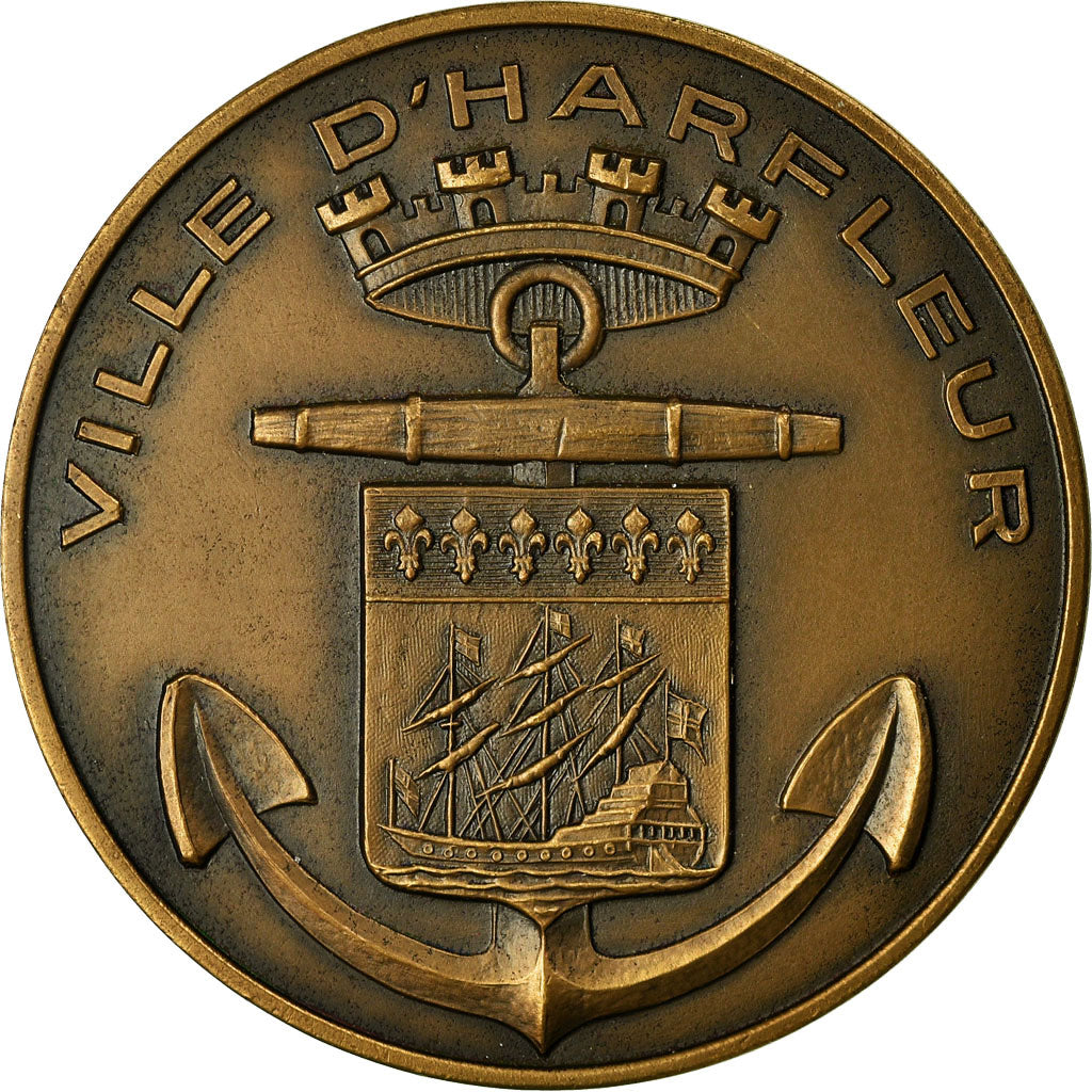 France, Medal, Ville d'Harfleur, Normandie, 1965, MS(63), Bronze