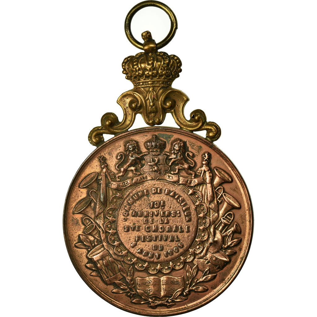 Belgium, Medal, Léopold II, Anniversaire de la Chorale de Baisieux, 1903