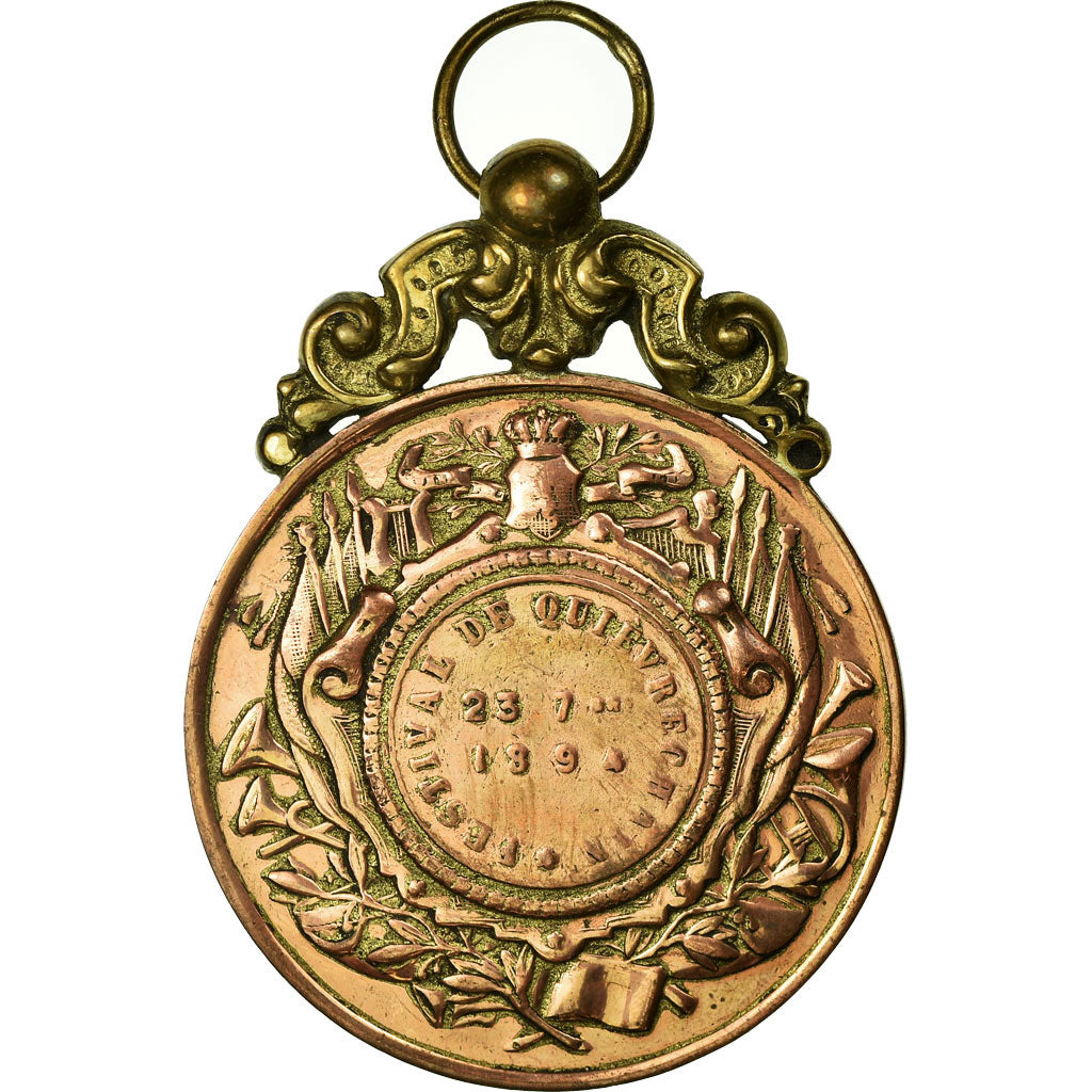 França, Medal, Festival de Musique de Quiévrechain, 1894, EF(40-45), Cobre