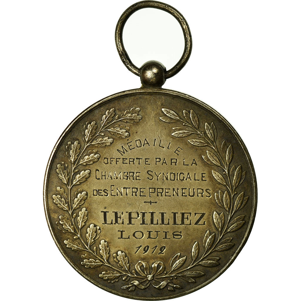 Francia, medalla, Chambre Syndicale des Entrepreneurs, Valenciennes, 1912, EBC