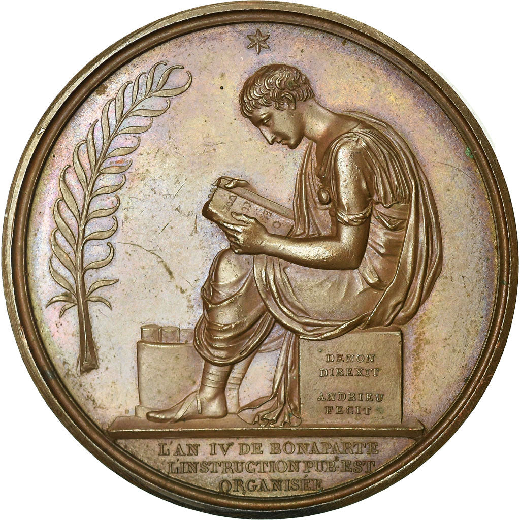 France, Medal, Napoléon Ier, Organisation de l'Instruction Publique, 1802