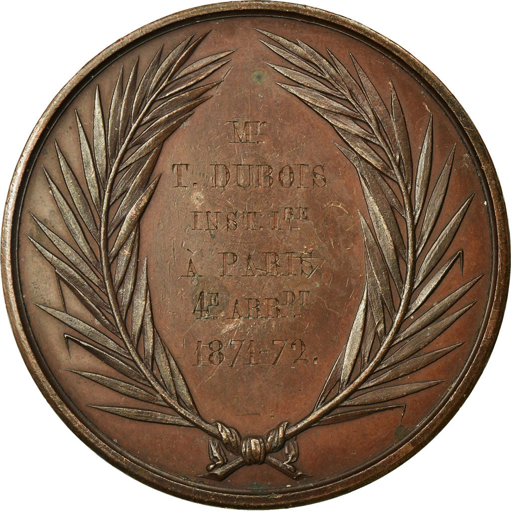 Francja, Medal, Enseignement Primaire, Paris, 1871-1872, Farochon, AU(50-53)