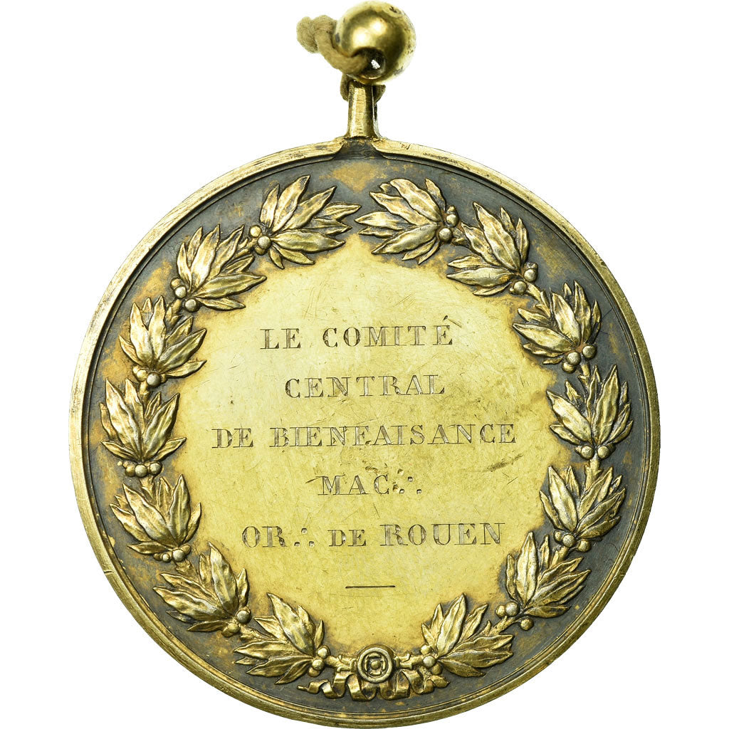 France, Medal, Masonic, Comité Central de Bienfaisance, Orient de Rouen, 1864