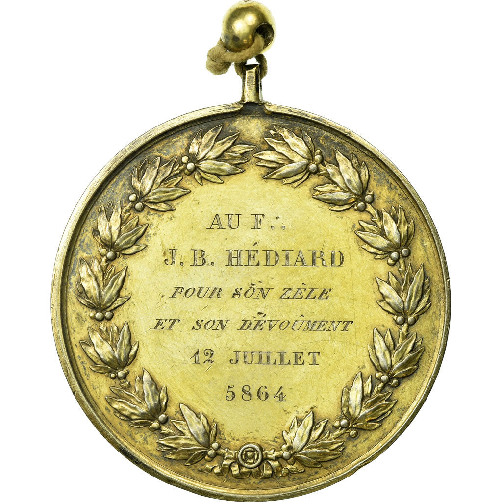 France, Medal, Masonic, Comité Central de Bienfaisance, Orient de Rouen, 1864