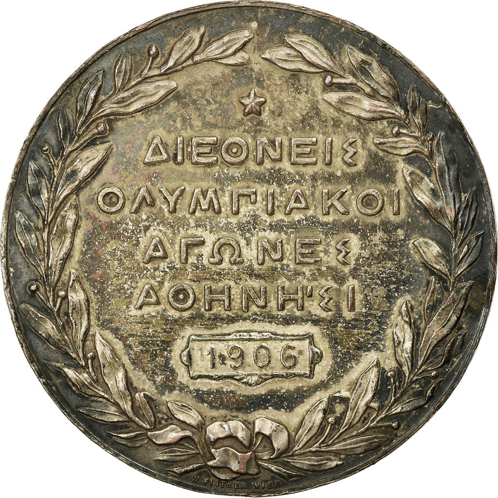 Greece, Medal, Jeux Olympiques d'Athènes, Athènes, 1906, EF(40-45), Silvered
