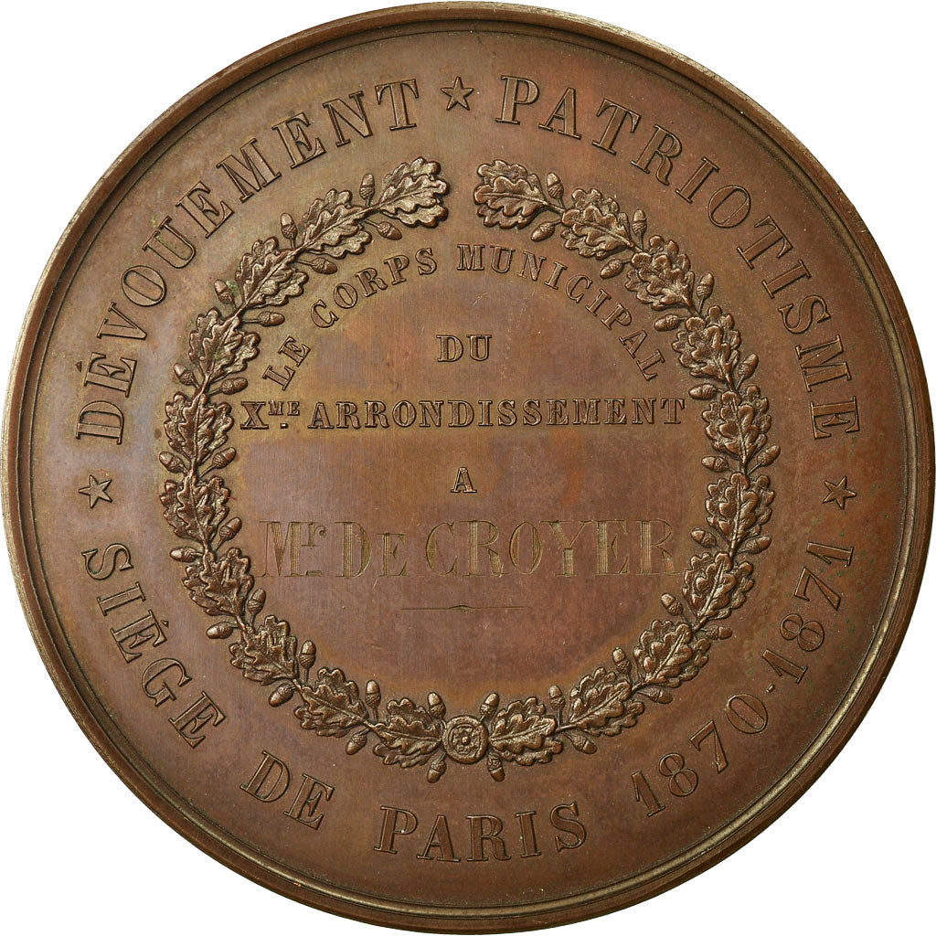 France, Medal, Siège de Paris, Corps Municipal, Xème Arrondissement