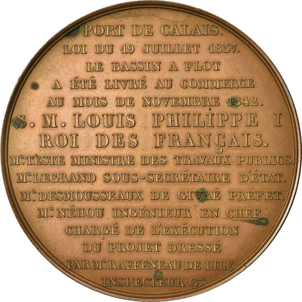 Frankrijk, Medaille, Louis-Philippe Ier, Port de Calais, 1842, Dubois F., UNC-