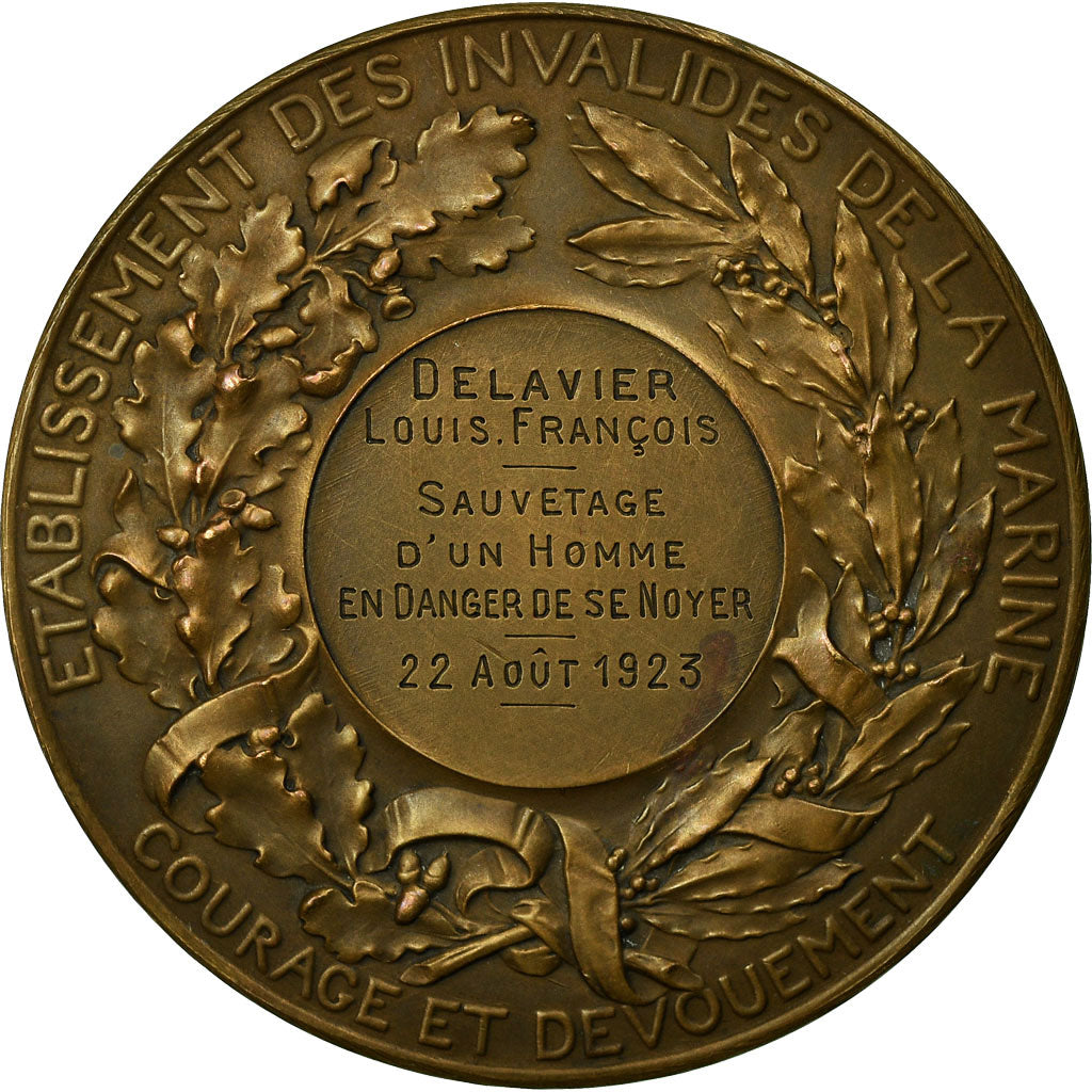 France, Médaille, Etablissement des Invalides de la Marine, Sauvetage, 1923