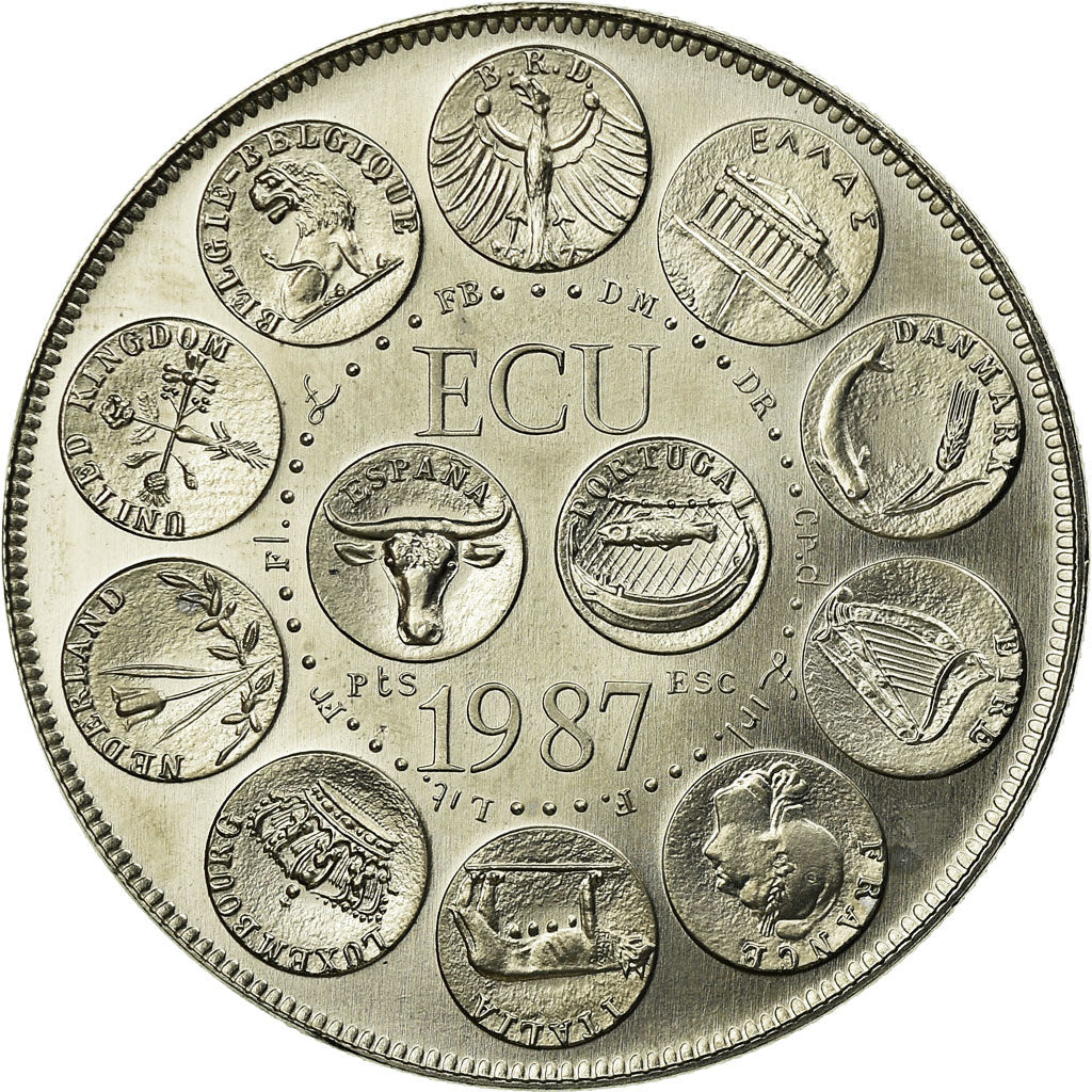 Francia, medalla, Ecu Europa, Marianne, 1987, Rodier, FDC, Cobre - níquel