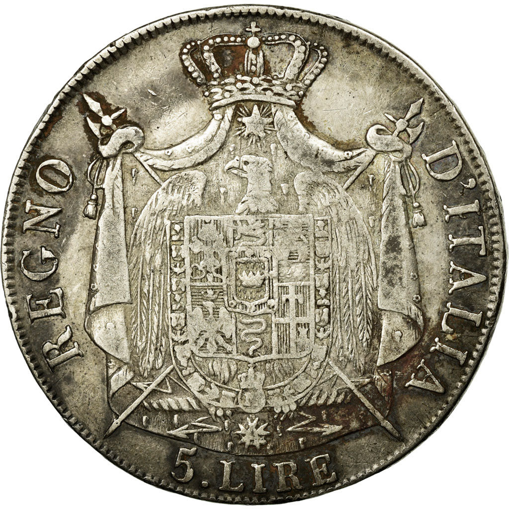 Moneta, DEPARTAMENTY WŁOSKIE, KINGDOM OF NAPOLEON, Napoleon I, 5 Lire, 1808