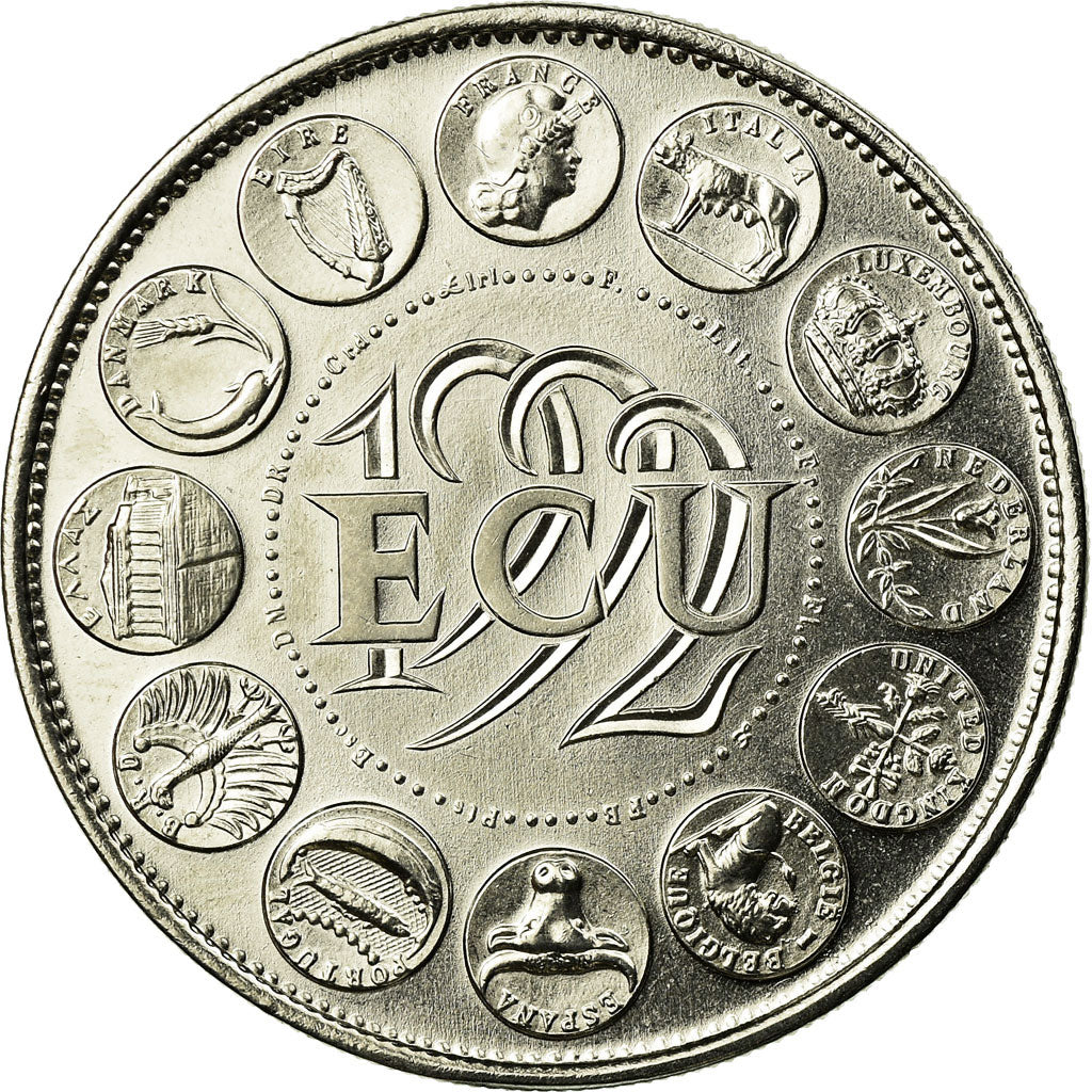 França, Medal, Ecu Europa, Marianne, 1992, Rodier, MS(65-70), Cobre-níquel