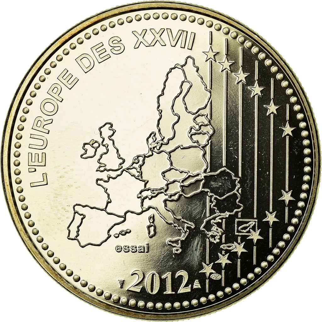 Francia, medalla, L'Europe des XXVII, 10 Ans de l'Euro, 2012, FDC, Cobre -