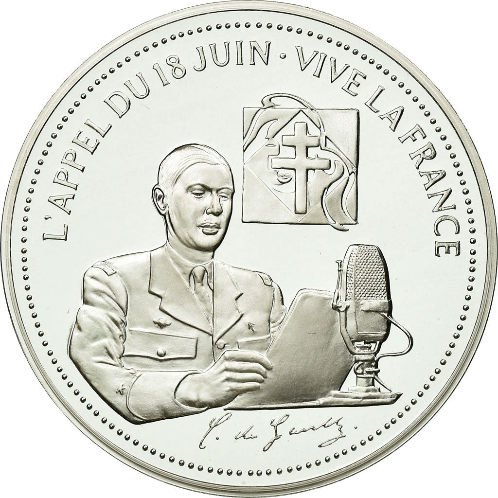 France, Médaille, De Gaulle, l'Appel du 18 juin, FDC, Argent