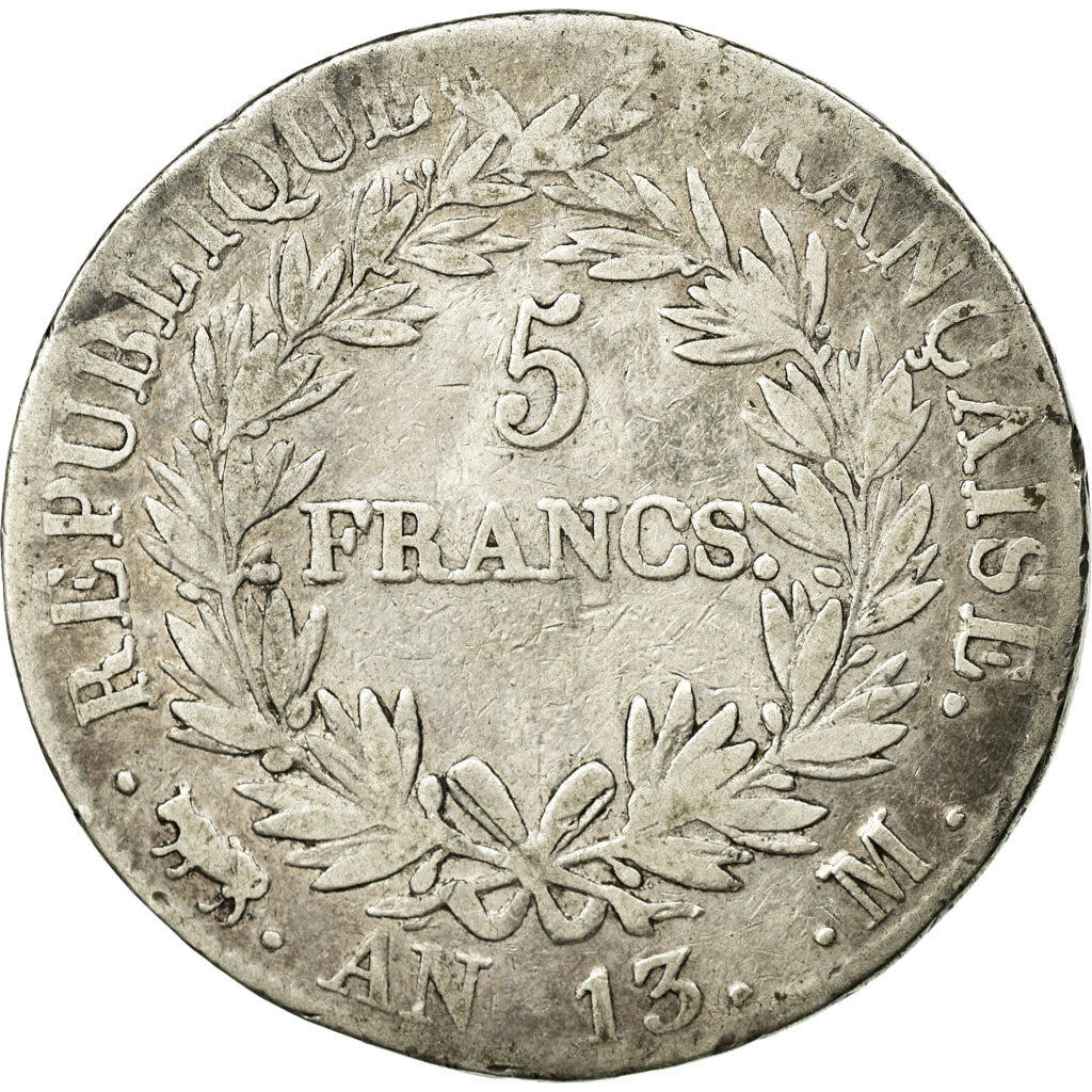 Coin, France, Napoléon I, 5 Francs, 1805, Toulouse, VF(30-35), Silver