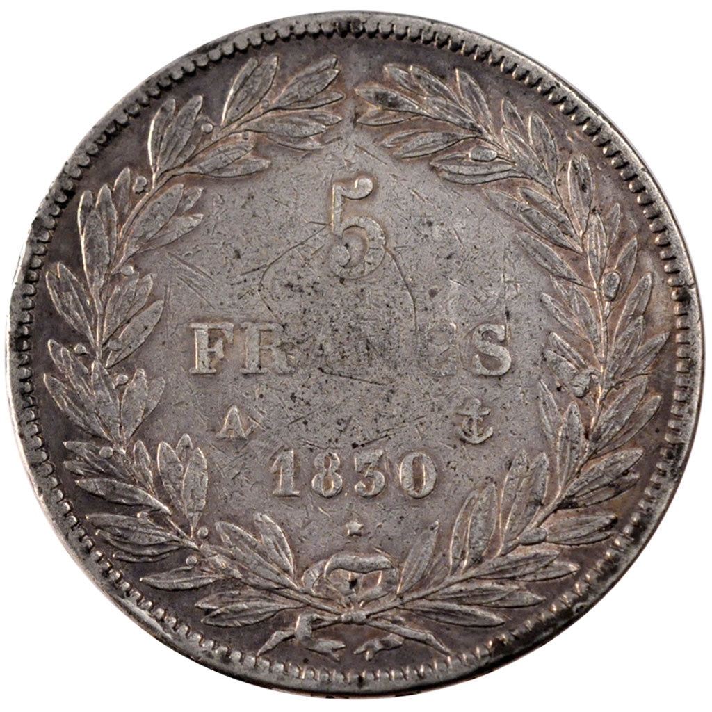 FRANCE, Louis-Philippe, 5 Francs, 1830, Paris, KM #737.1, VF(30-35), Silver,...